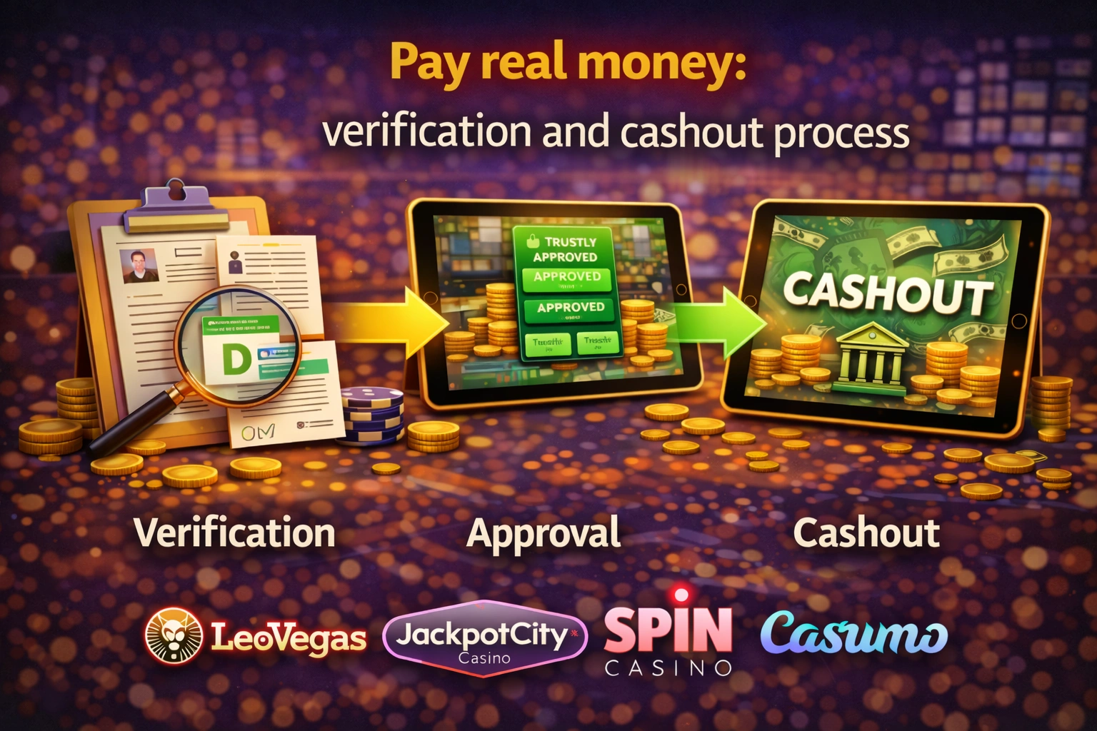 Pay real money: verification and cashout process