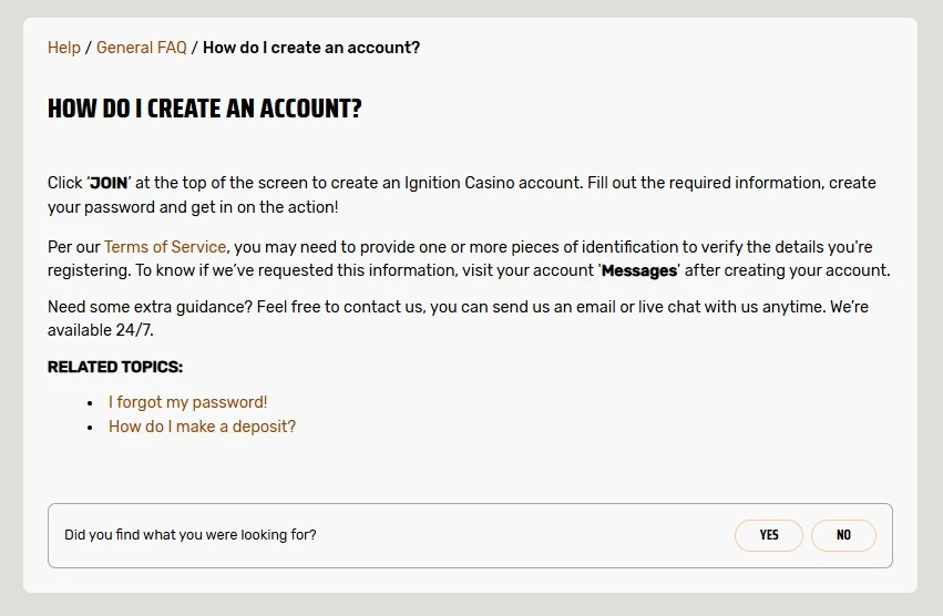 The sign up process from start to finish