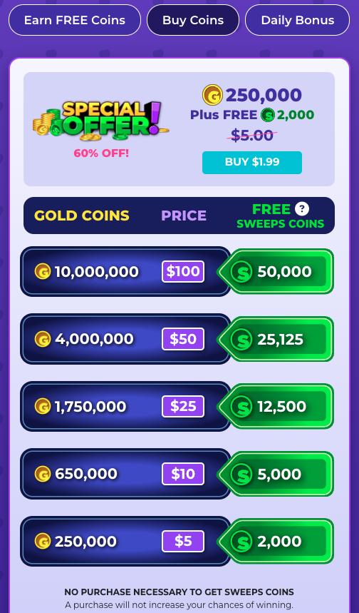 Reward tiers regular players earn