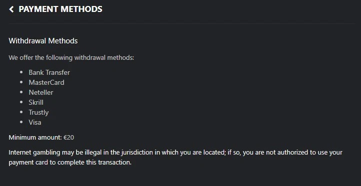 Withdrawals time fees and limits
