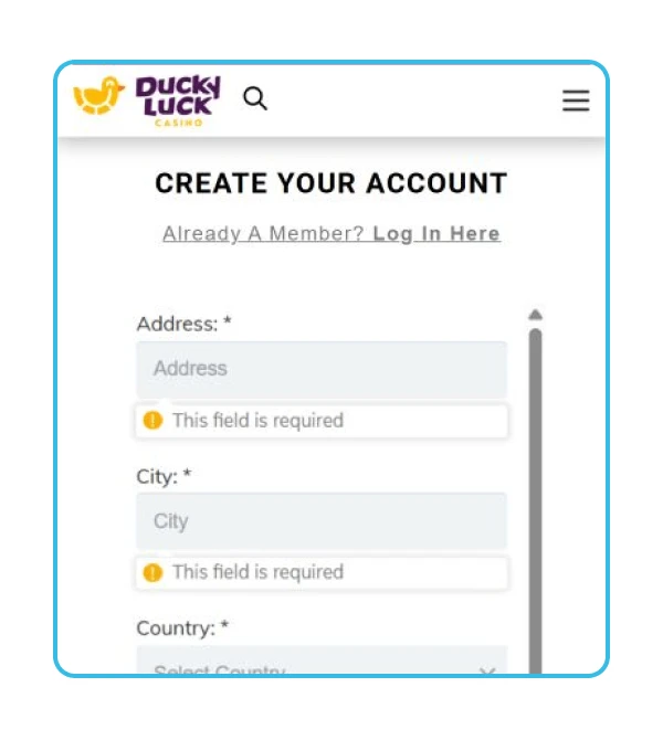 The sign up process from start to finish