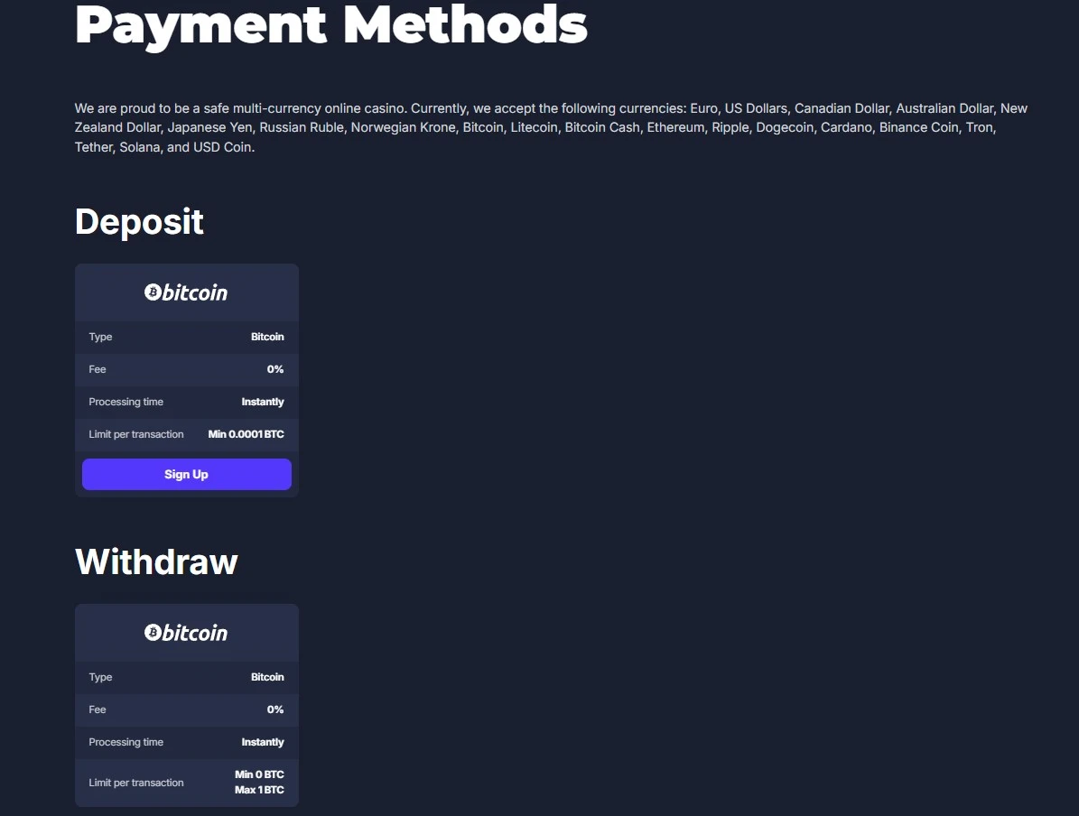 Deposits cards wallets bank transfers and crypto