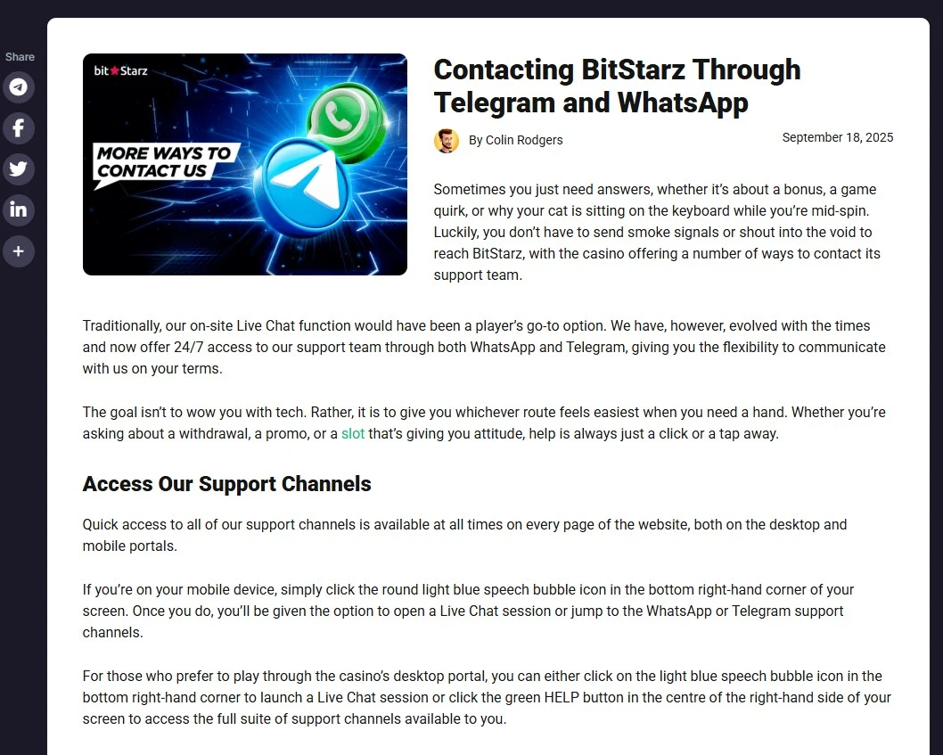 Customer support options and response times