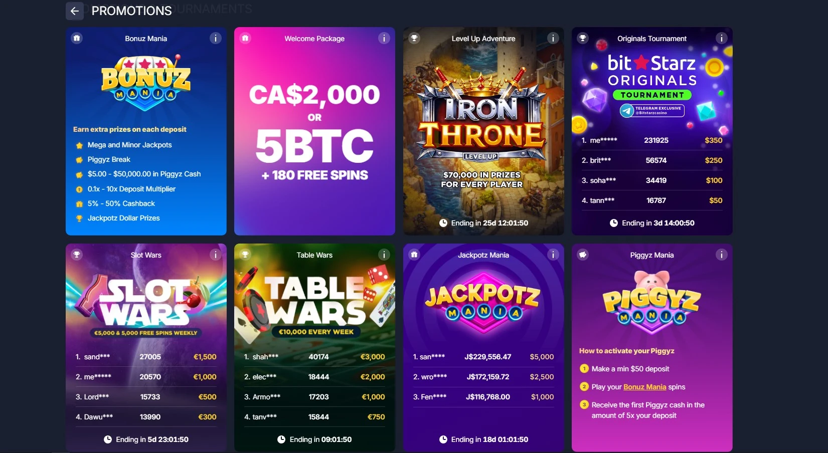 Welcome bonus and promotional offers