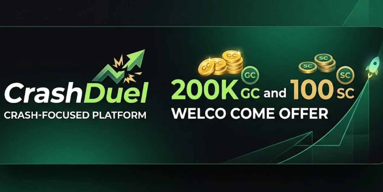 CrashDuel — crash-focused platform with 200K GC and 100 SC welcome offer