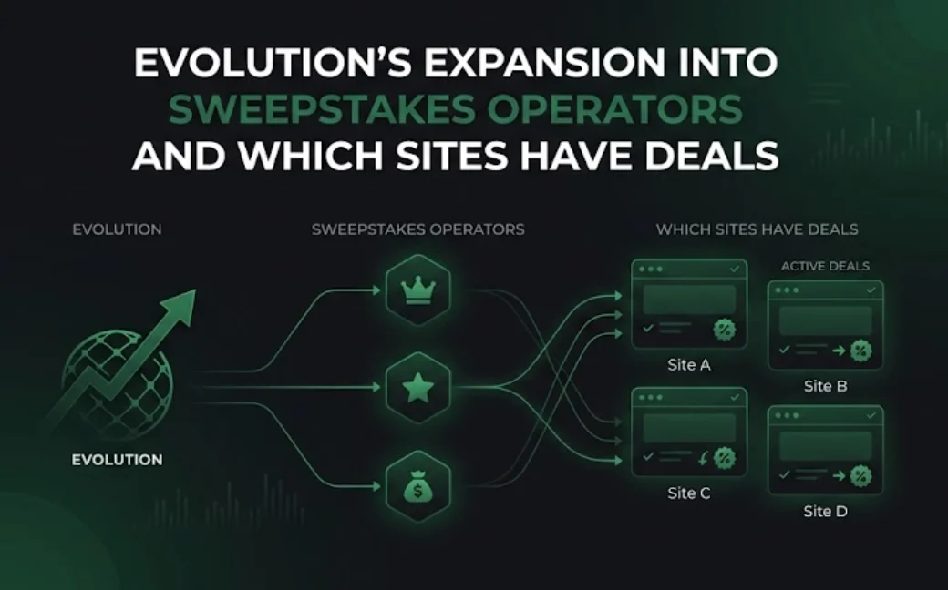 Evolution's expansion into sweepstakes operators and which sites have deals