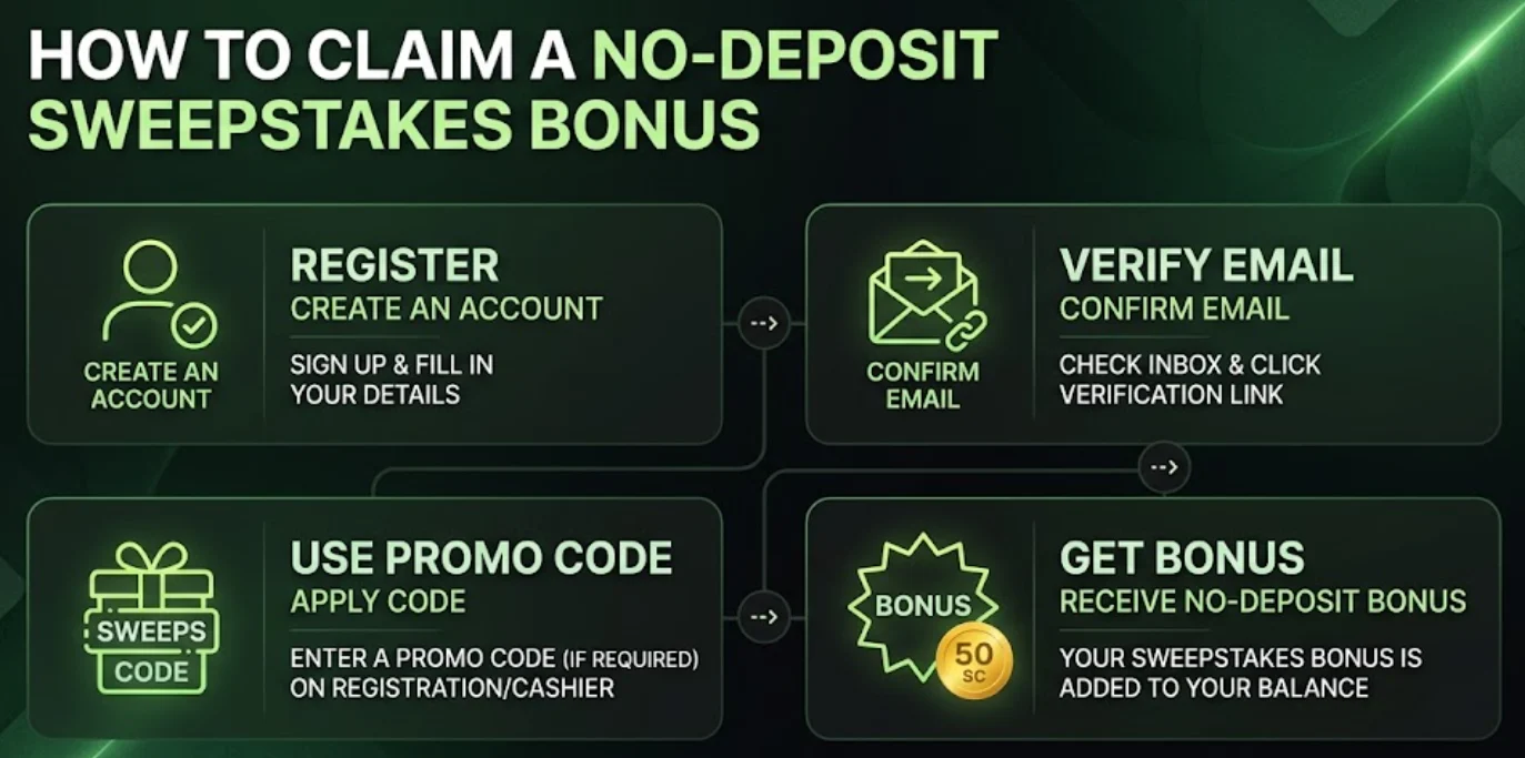 How to claim a no-deposit sweepstakes bonus