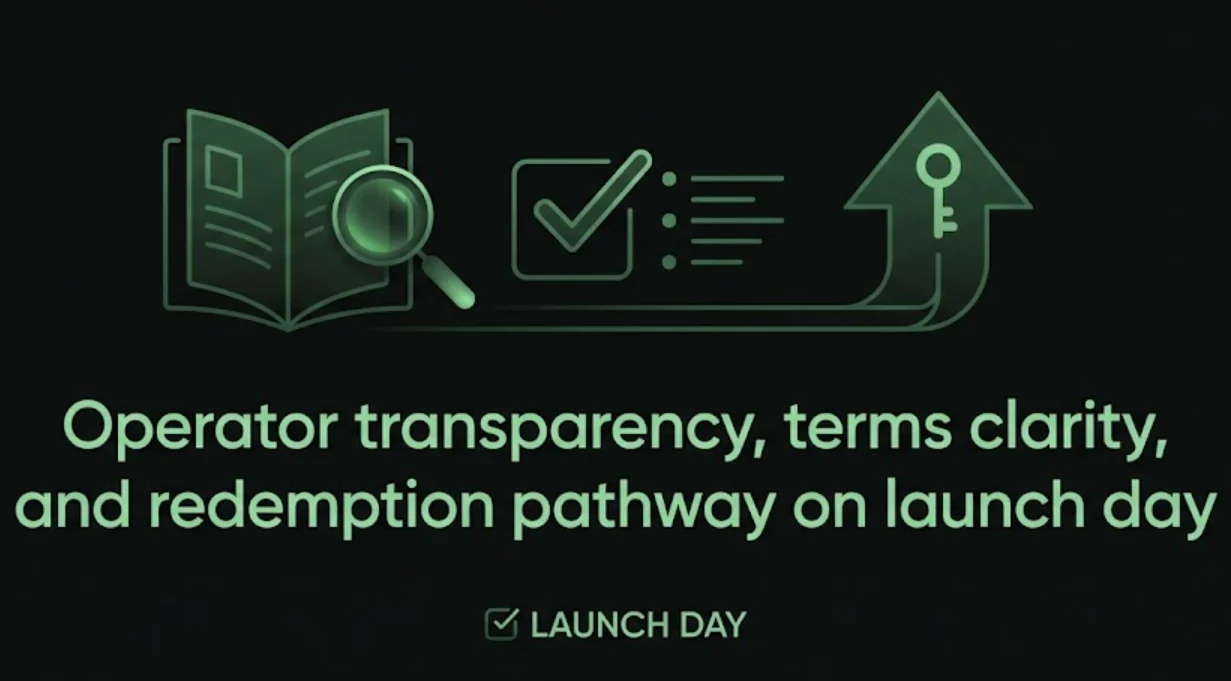Operator transparency, terms clarity, and redemption pathway on launch day 