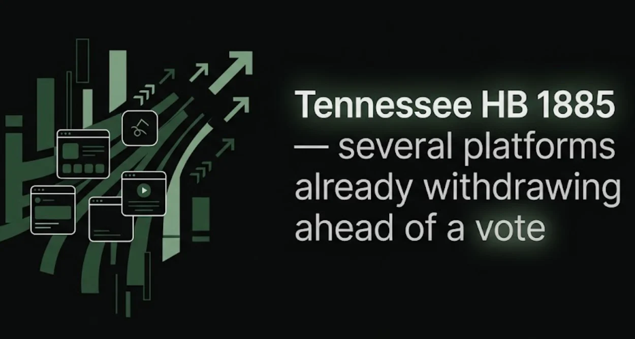 Tennessee HB 1885 — several platforms already withdrawing ahead of a vote