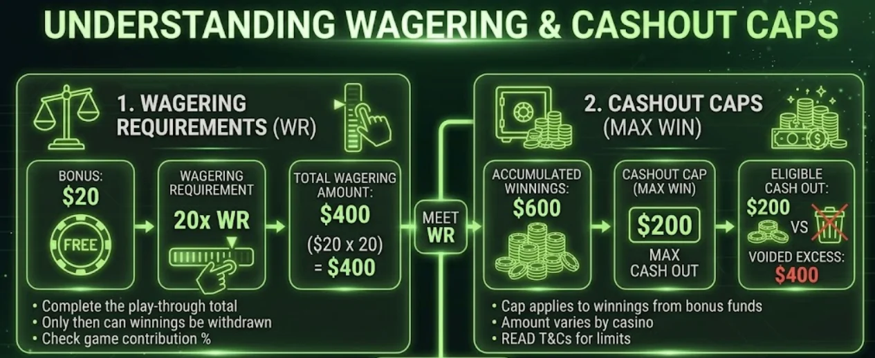 Wagering requirements on no-deposit bonuses