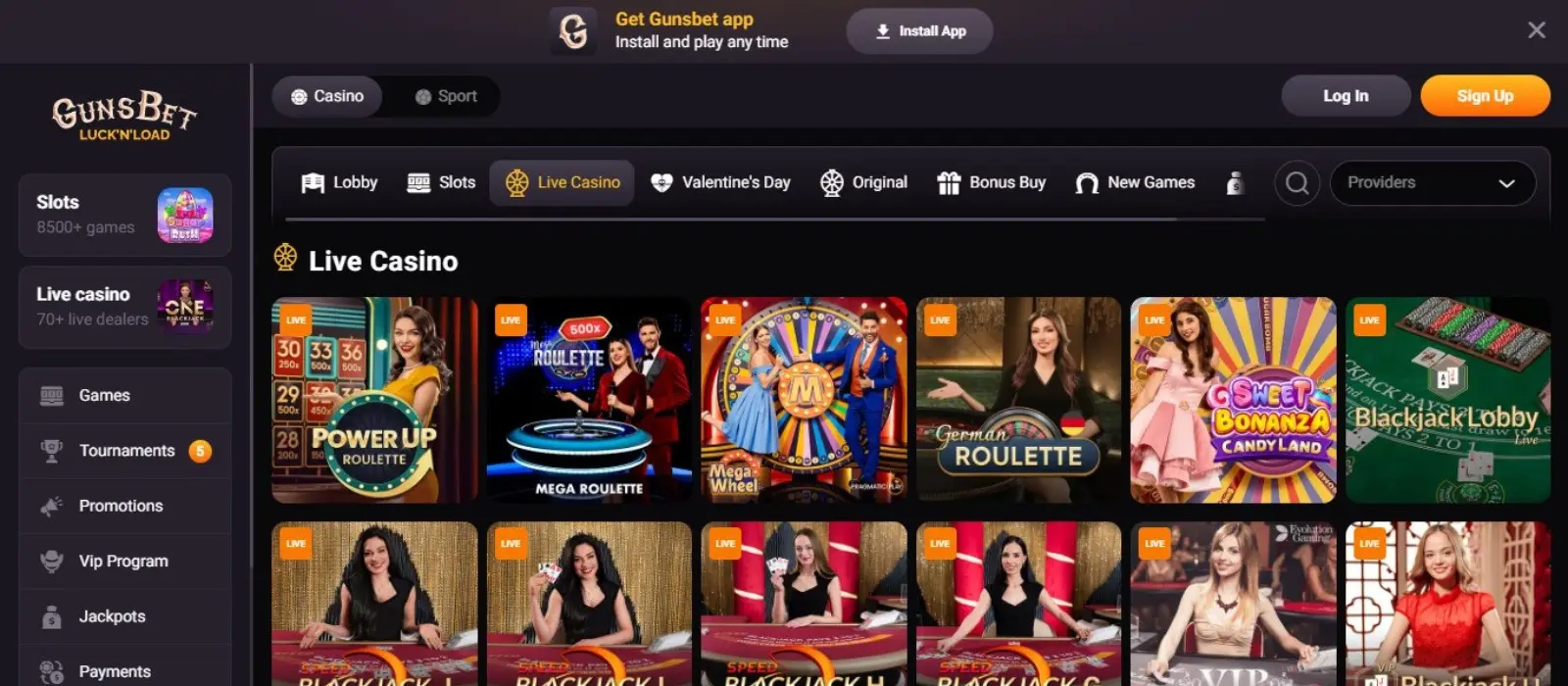 What can you actually play at GunsBet?